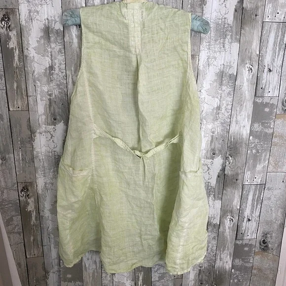 Beulah ramie green zip sleeveless top L - Picture 9 of 9